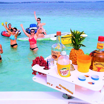 Docktail Boat Table Caddy with Adjustable Rod Holder Mount