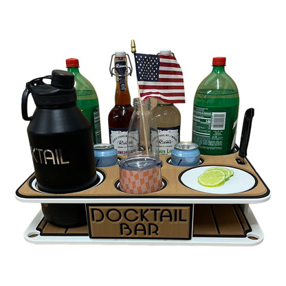 Docktail Boat Table Caddy with Adjustable Rod Holder Mount