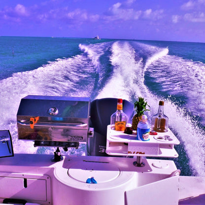 Docktail Boat Table Caddy with Adjustable Rod Holder Mount