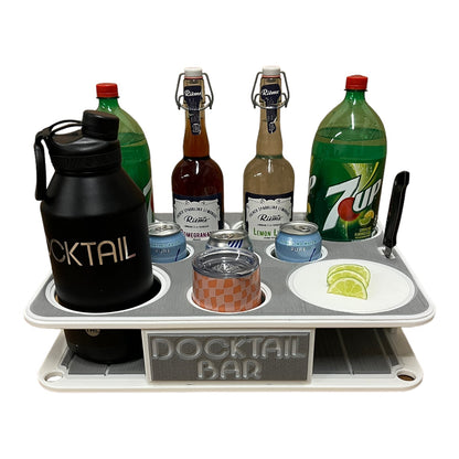 Docktail Boat Table Caddy with Pontoon Boat Rail Mount