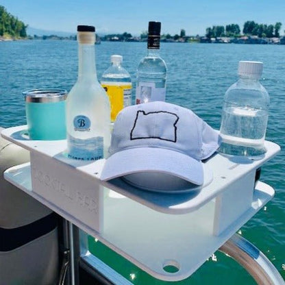 Docktail Boat Table Caddy with Pontoon Boat Rail Mount