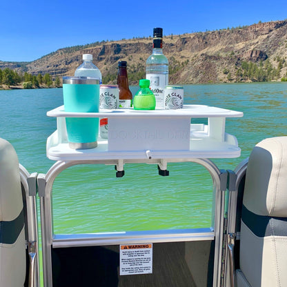Docktail Boat Table Caddy with Pontoon Boat Rail Mount