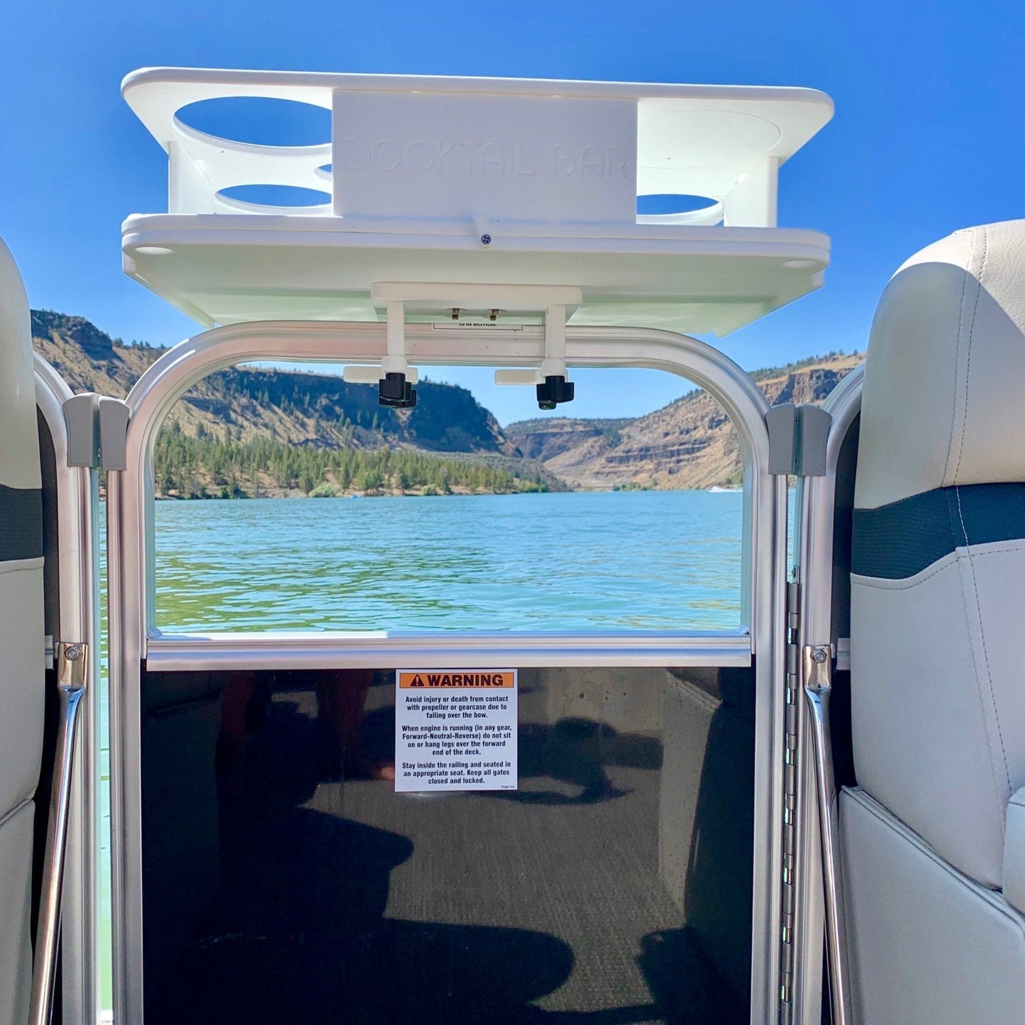 Docktail Boat Table Caddy with Pontoon Boat Rail Mount