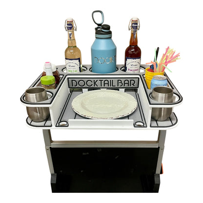 Docktail Butler Boat Table with Pontoon Boat Rail Mount