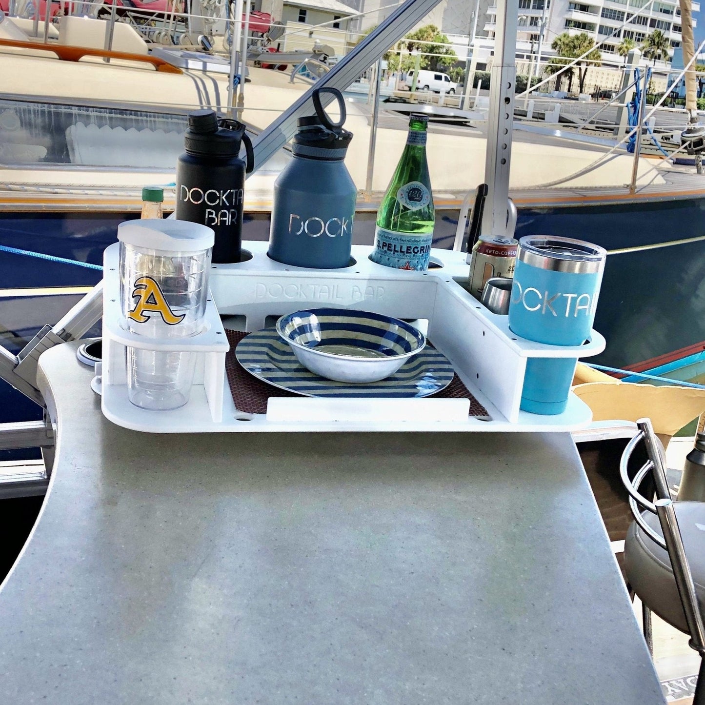 Docktail Butler Boat Table with 2 SeaSucker Vacuum Mounts - Perfect for Smooth Flat Surface Locations