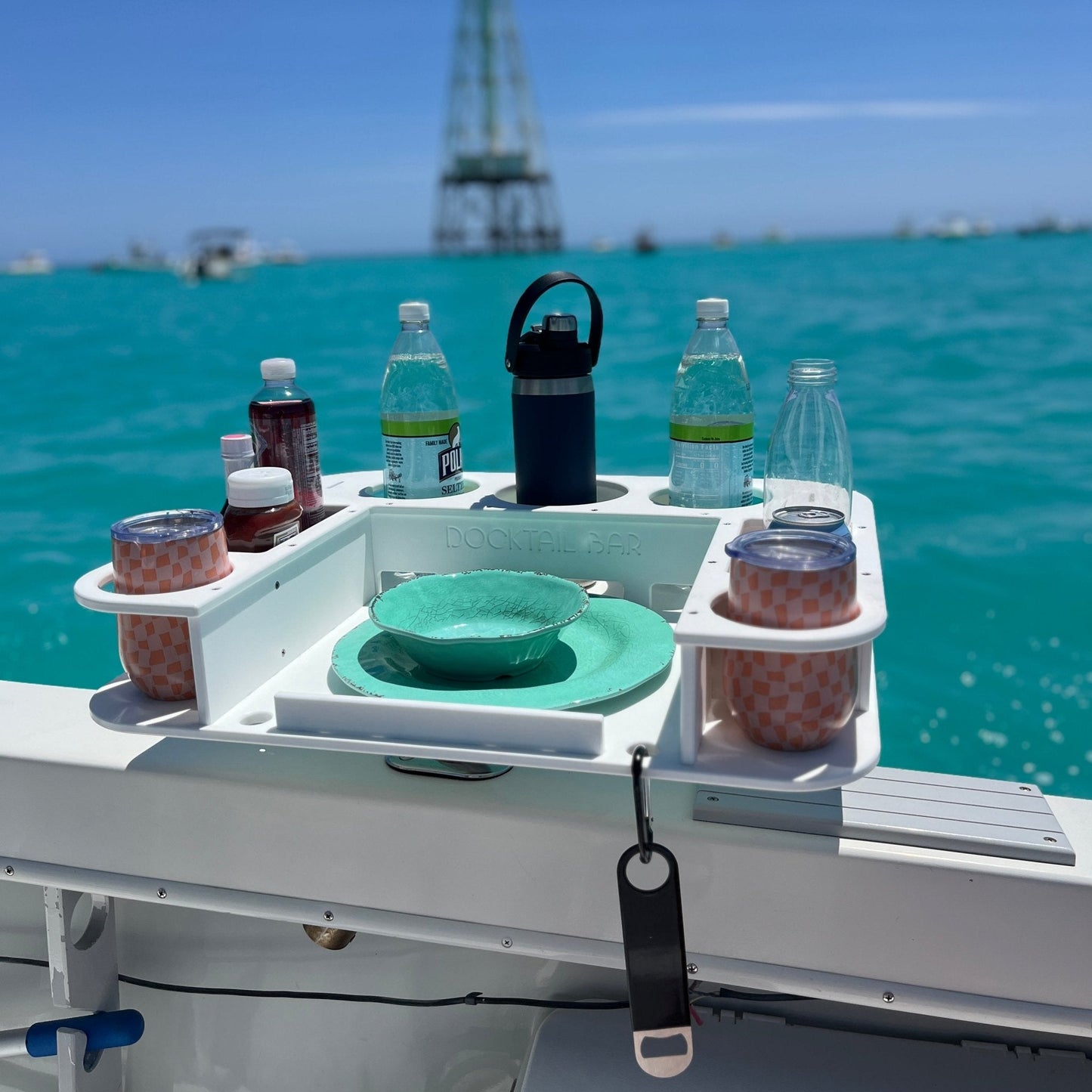Docktail Butler Table with Rod Holder Mount