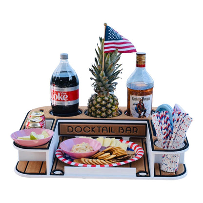 Docktail Butler Boat Table with Adjustable Rod Holder Mount