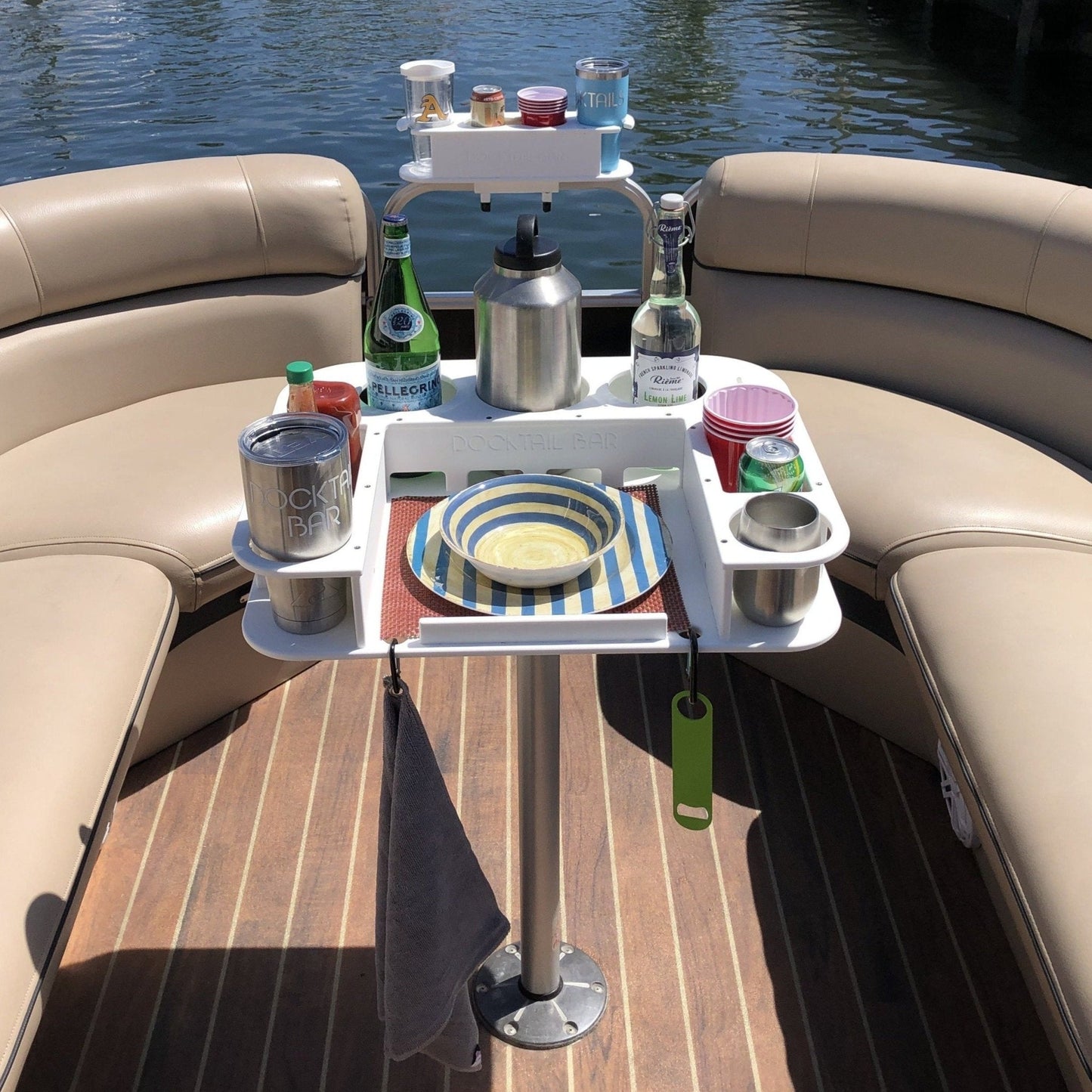 Docktail Butler Boat Table with Pedestal Table Attachment Options