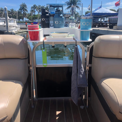 Docktail Butler Boat Table with Pontoon Boat Rail Mount