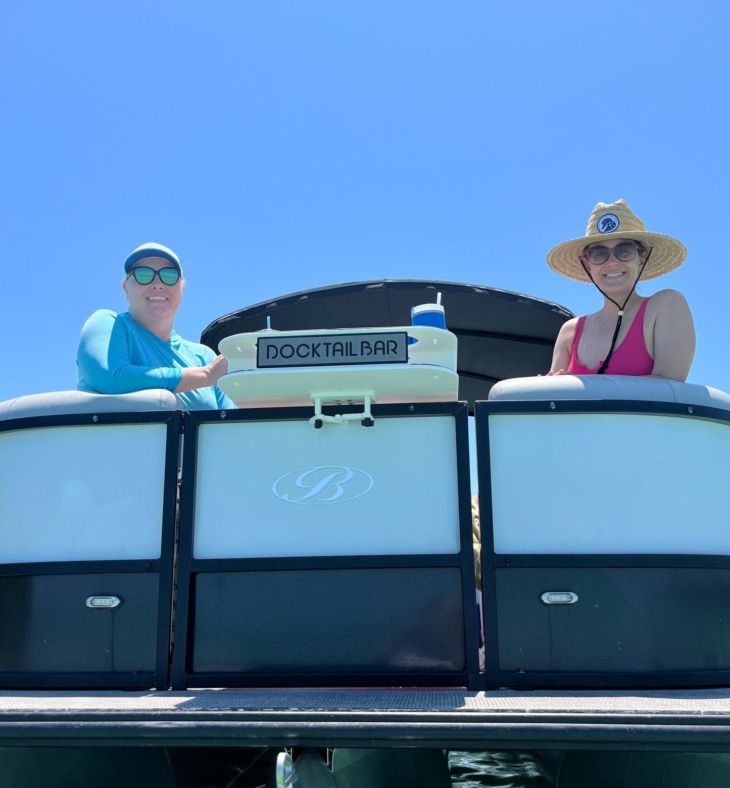 Docktail Butler Boat Table with Pontoon Boat Rail Mount