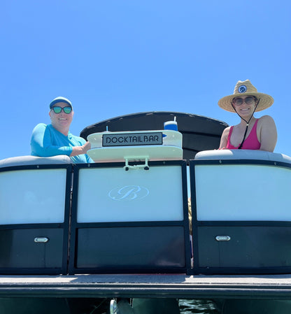 Docktail Butler Boat Table with Pontoon Boat Rail Mount