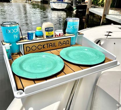 Docktail Utility Boat Table Accessory with Adjustable Rod Holder Mount