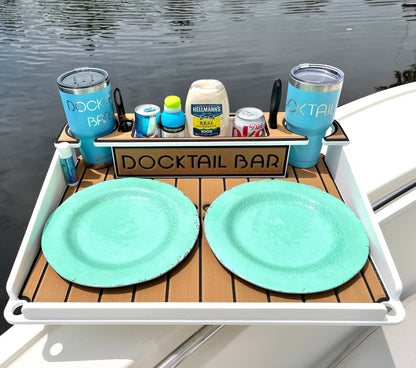 Docktail Utility Boat Table Accessory with Adjustable Rod Holder Mount