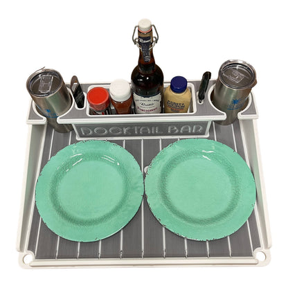 Docktail Utility Boat Table Accessory with Adjustable Rod Holder Mount