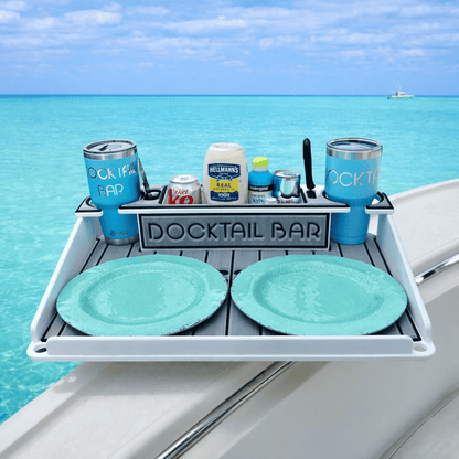 Docktail Utility Boat Table Accessory with Adjustable Rod Holder Mount