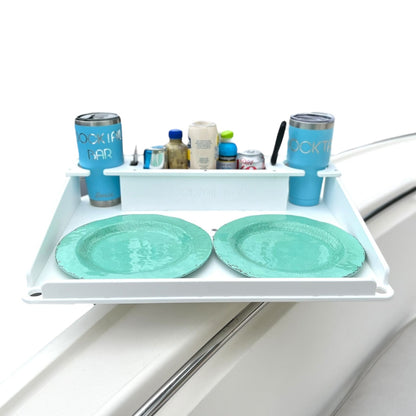 Docktail Utility Boat Table Accessory with Adjustable Rod Holder Mount