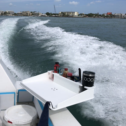 Docktail Utility Boat Table Accessory with Adjustable Rod Holder Mount