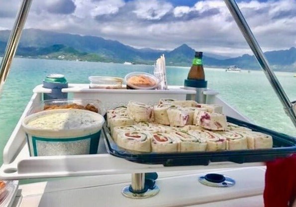 Docktail Utility Boat Table Accessory with Adjustable Rod Holder Mount