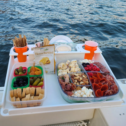 Docktail Utility Boat Table Accessory with Adjustable Rod Holder Mount