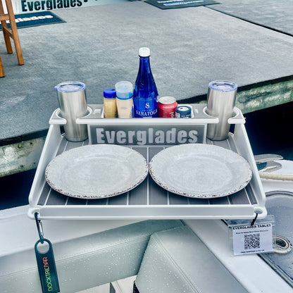 Docktail Utility Boat Table Accessory with Adjustable Rod Holder Mount