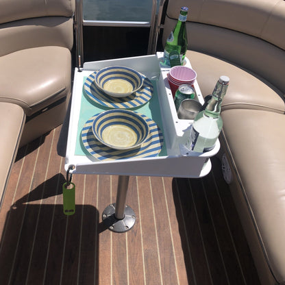 Docktail Utility Boat Table with Pedestal Table Attachment Options
