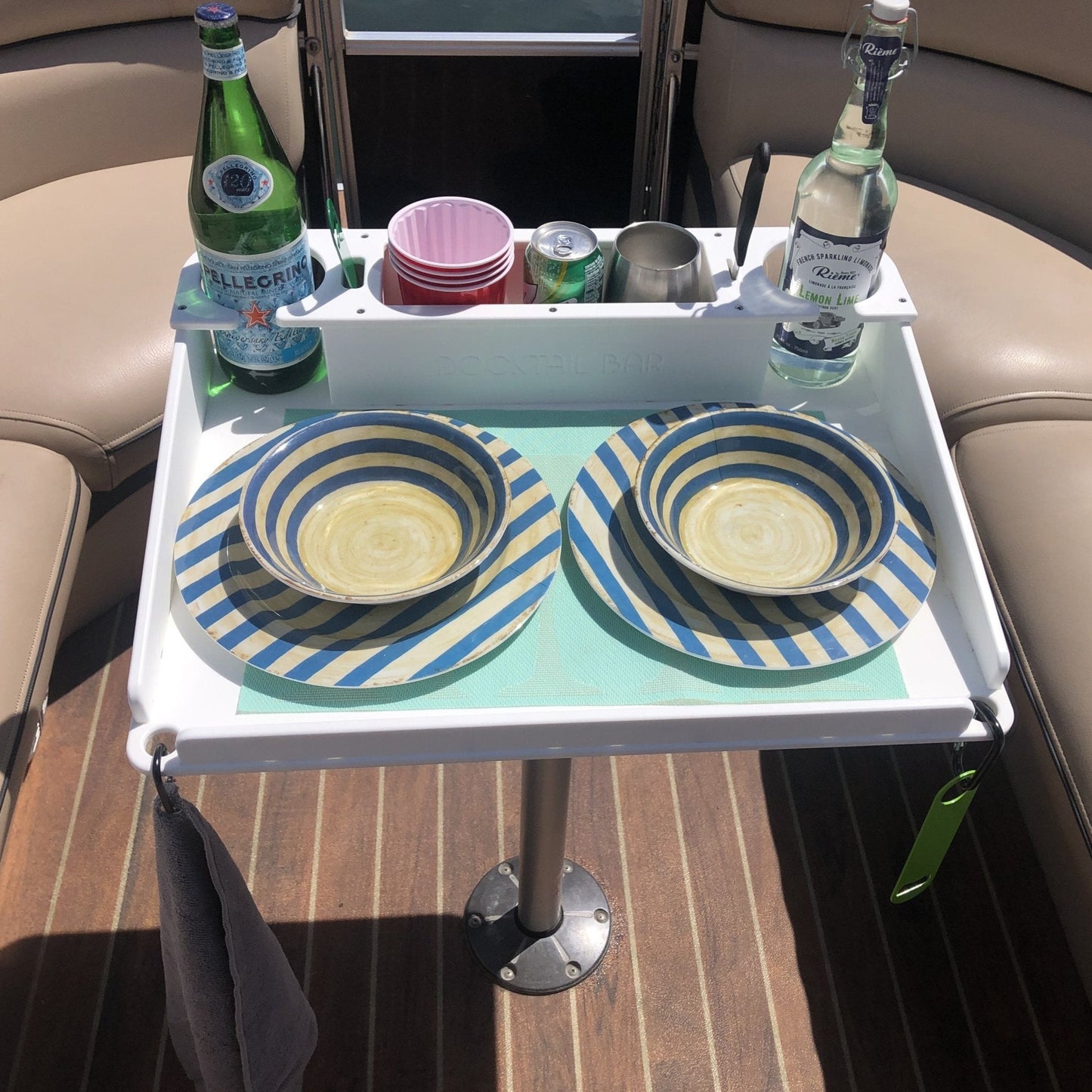 Docktail Utility Boat Table with Pedestal Table Attachment Options