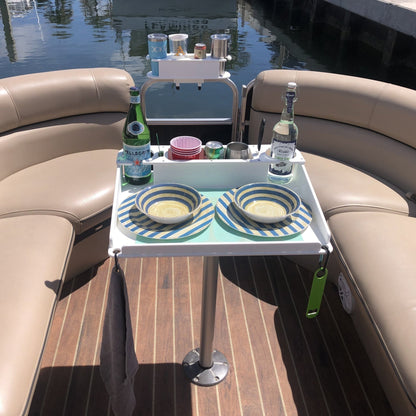 Docktail Utility Boat Table with Pedestal Table Attachment Options