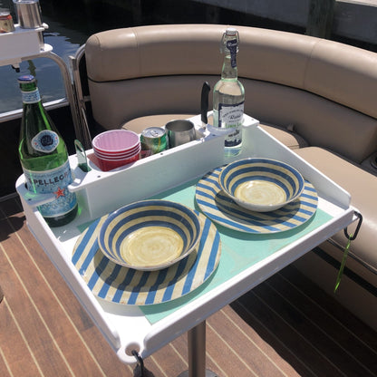 Docktail Utility Boat Table with Pedestal Table Attachment Options
