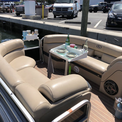 Docktail Utility Boat Table with Pedestal Table Attachment Options