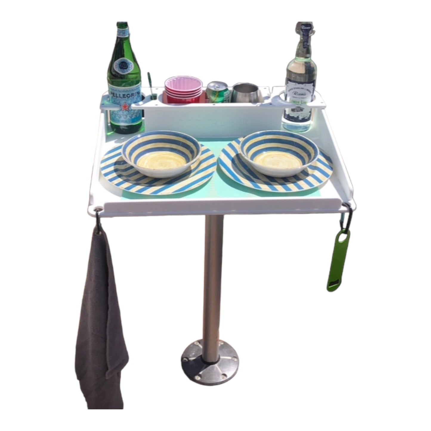 Docktail Utility Boat Table with Pedestal Table Attachment Options