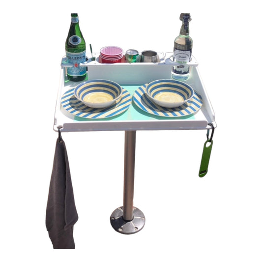 Docktail Utility Boat Table with Pedestal Table Attachment Options