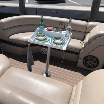 Docktail Utility Boat Table with Pedestal Table Attachment Options
