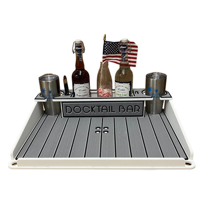 Docktail Utility Boat Table with Pontoon Boat Rail Mount
