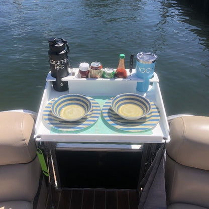 Docktail Utility Boat Table with Pontoon Boat Rail Mount