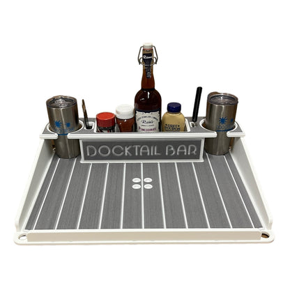 Docktail Utility Boat Table with Pontoon Boat Rail Mount