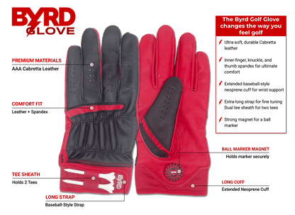 THE BYRD GOLF GLOVE ∞ Black/Red
