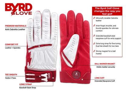 THE BYRD GOLF GLOVE ∞ White/Red