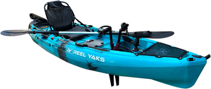 ReelYaks 9.5ft Raptor Reel Yaks Modular Fin or Prop Drive Pedal Fishing Kayak | 380lbs Capacity | 2 Piece