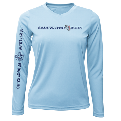Siesta Key Saltwater Born Linear Logo Long Sleeve UPF 50+ Dry-Fit Shirt