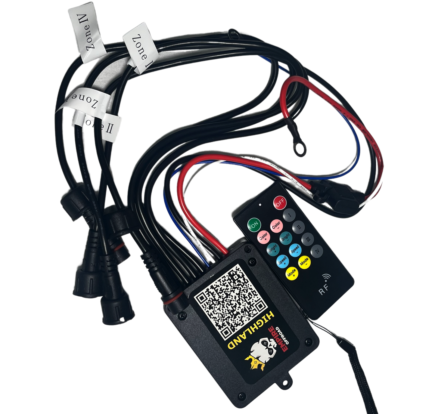 Empire Offroad LED Highland Series 4 Zone RGB+W Bluetooth Control Box and RF Remote | SendIt SailingEmpire Offroad LED Highland Series 4 Zone RGB+W Bluetooth Control Box and RF Remote