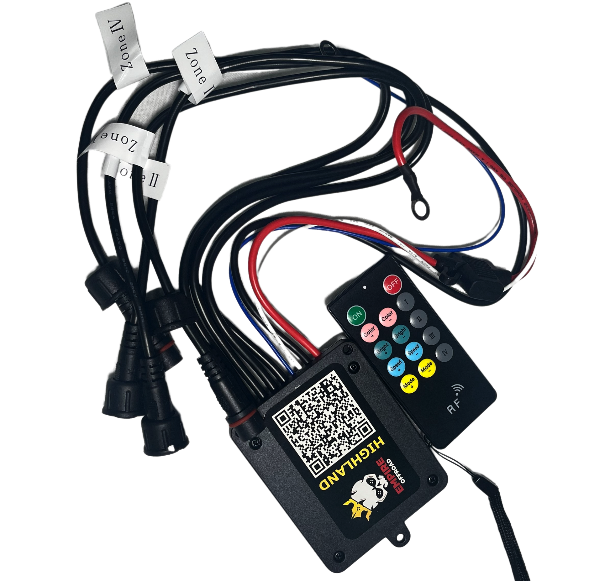 Empire Offroad LED Highland Series 4 Zone RGB+W Bluetooth Control Box and RF Remote | SendIt SailingEmpire Offroad LED Highland Series 4 Zone RGB+W Bluetooth Control Box and RF Remote