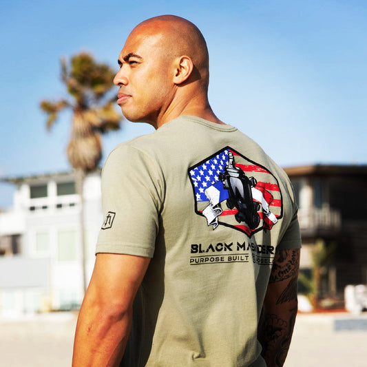 Black Mask Divers Patriot T-Shirt Light Olive