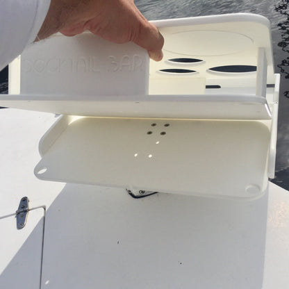 The Docktail Boat Table Caddy plus Bait Table Includes All Angle Adjustable Rod Holder Mount - Choose Your Color