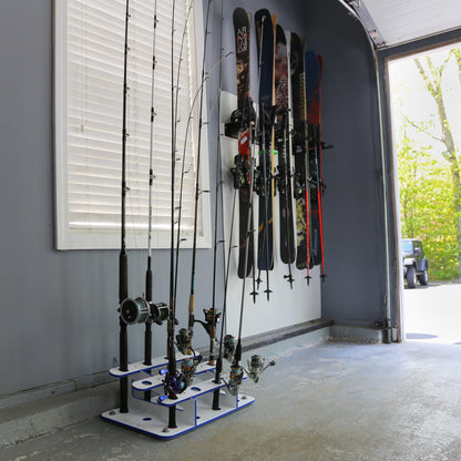 Made in the USA Fishing Rod Rack | 12 Pole Waterproof Wash-down | Dock, Garage, Boat, Storage