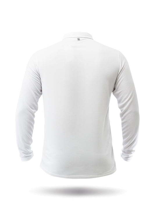 Zhik Mens ZhikDry LT Long Sleeve Polo - White | SendIt Sailing