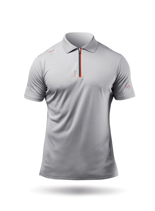 Zhik Mens UVActive Zip Sports Polo - Grey | SendIt Sailing