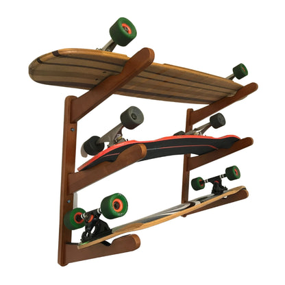 Triple Surfboard Wall Rack | Bamboo Rack Perfect for Surf, Wakeboards, Snowboards, Skateboards