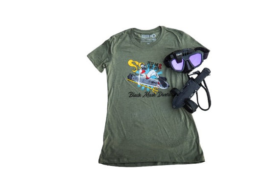 Black Mask Divers Womens Torpedo T-Shirt Light Olive