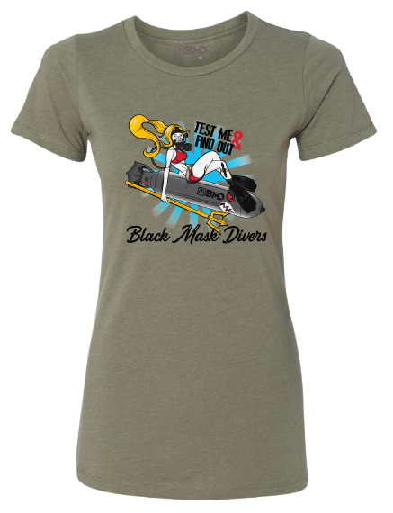 Black Mask Divers Womens Torpedo T-Shirt Light Olive