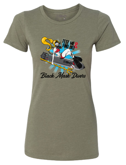 Black Mask Divers Womens Torpedo T-Shirt Light Olive